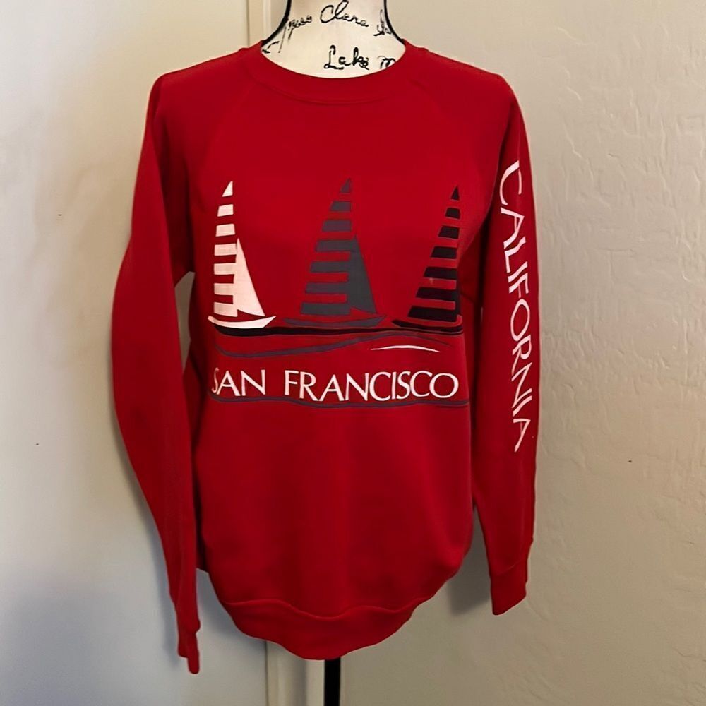 Vintage San Francisco California Red Graphic Pullover Sweatshirt